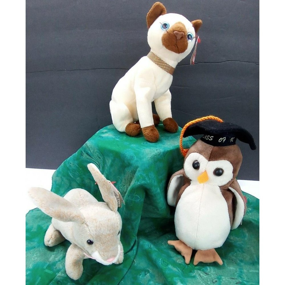 TY Beanie Baby Vintage Retired Nibbly Owl Siam Lot - Picture 1 of 5